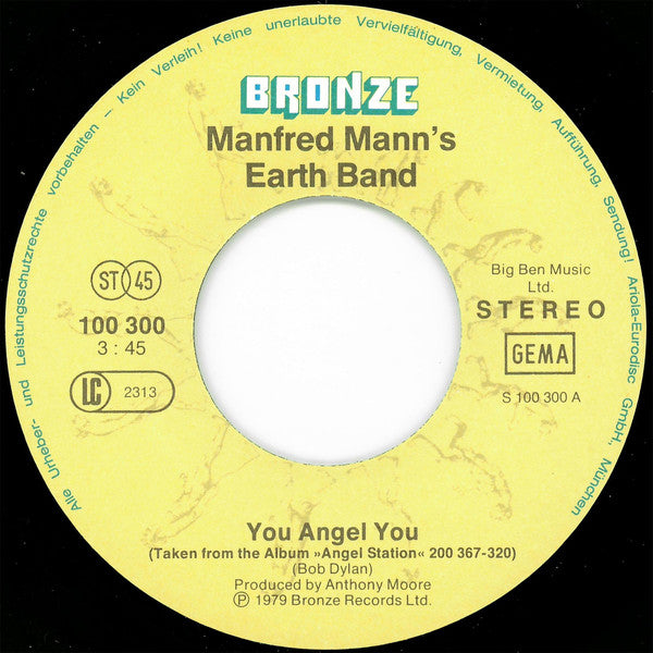 Manfred Mann's Earth Band : You Angel You (7", Single)