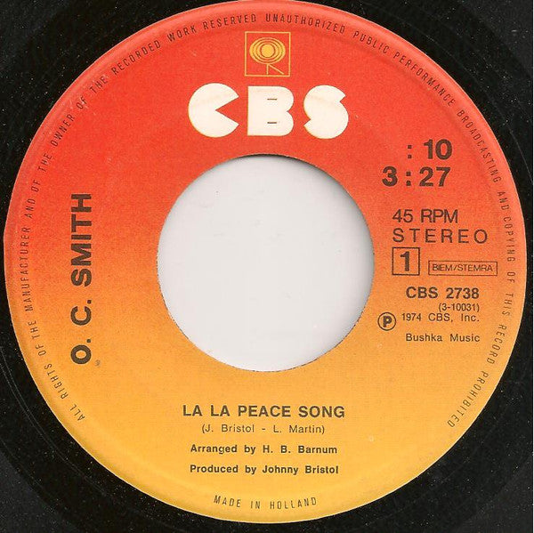 O.C. Smith* : La La Peace Song (7", Single)