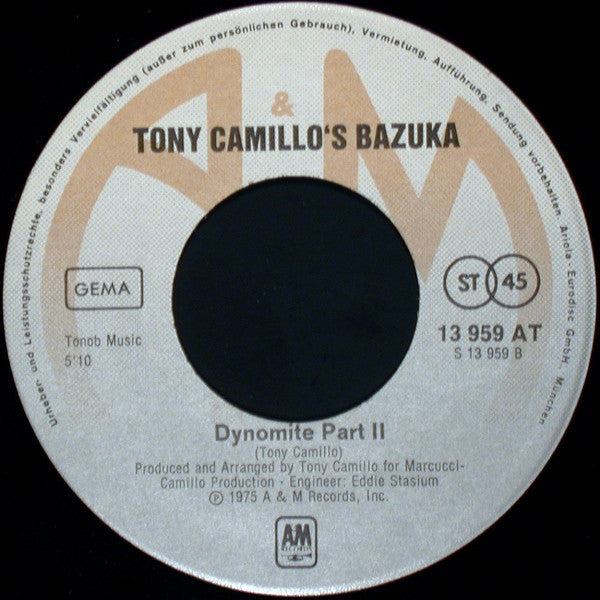 Tony Camillo's Bazuka : Dynomite Part I & II (7", Single)