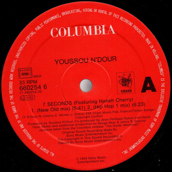 Youssou N'Dour & Neneh Cherry : 7 Seconds (12", Single)
