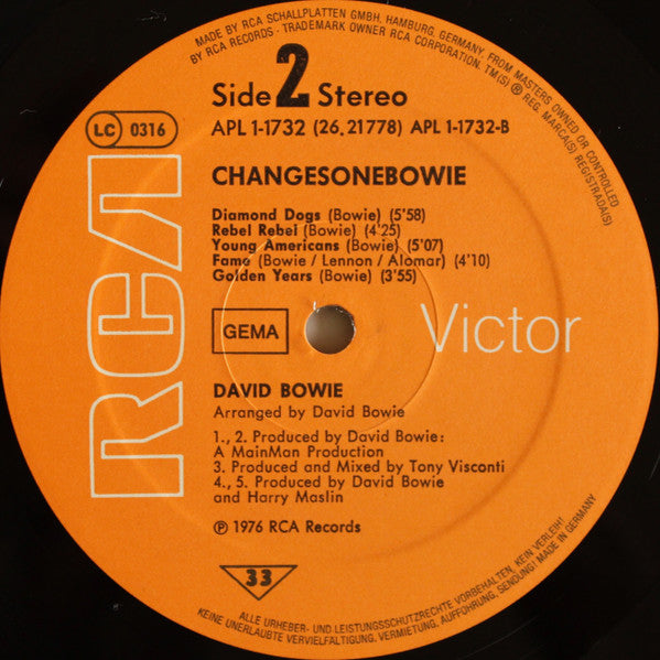 David Bowie : ChangesOneBowie (LP, Comp, RE)