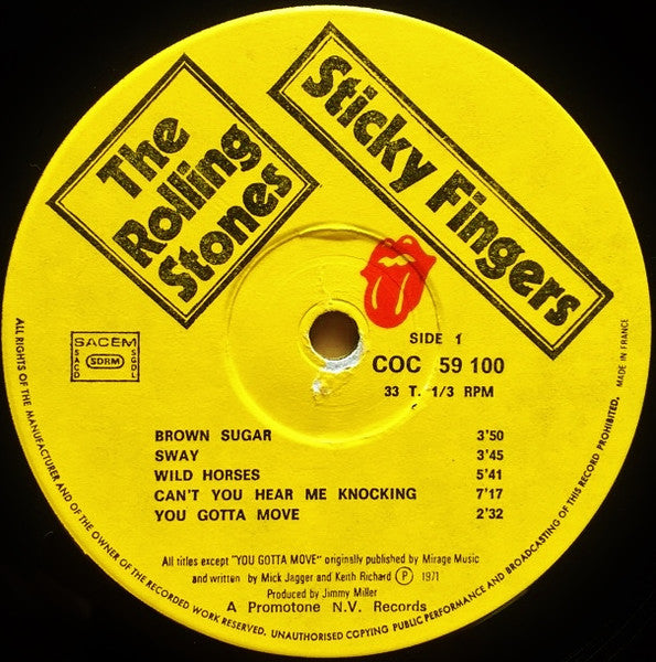 The Rolling Stones : Sticky Fingers (LP, Album, RE, Zip)