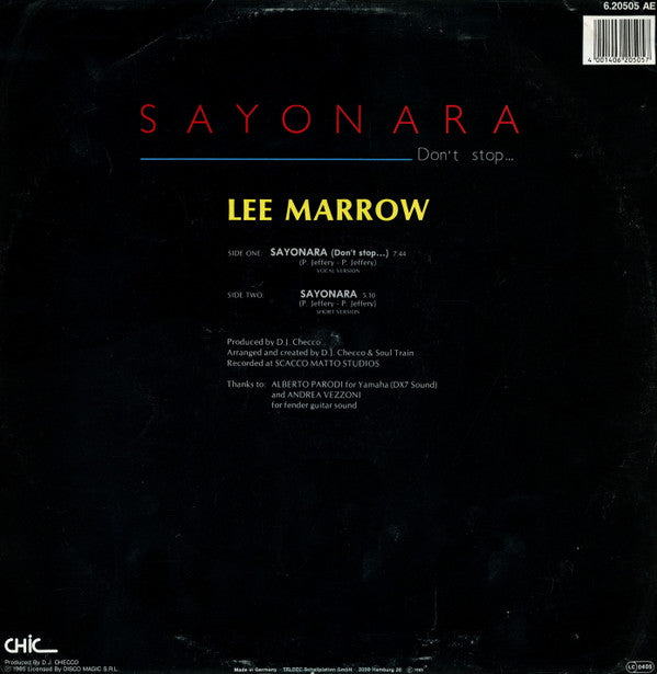 Lee Marrow : Sayonara (Don't Stop...) (12", Maxi, Ora)