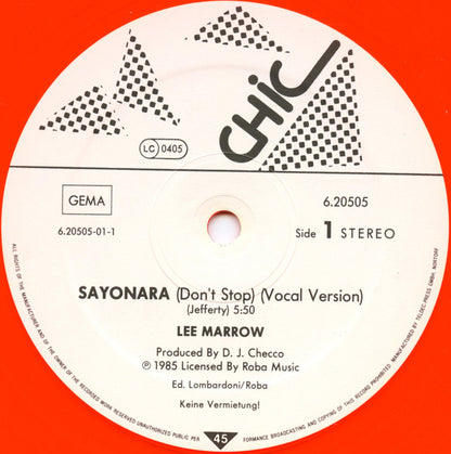 Lee Marrow : Sayonara (Don't Stop...) (12", Maxi, Ora)