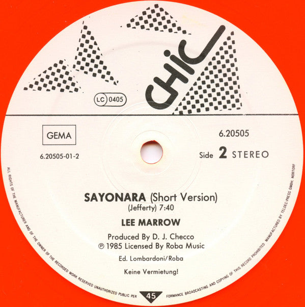 Lee Marrow : Sayonara (Don't Stop...) (12", Maxi, Ora)