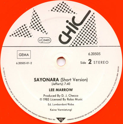 Lee Marrow : Sayonara (Don't Stop...) (12", Maxi, Ora)
