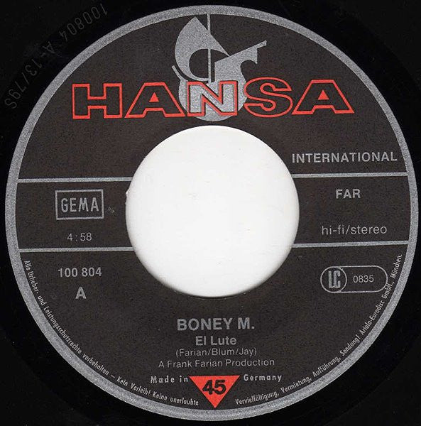 Boney M. : El Lute / Gotta Go Home (7", Single)