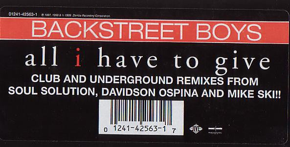 Backstreet Boys : All I Have To Give (12")