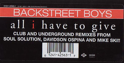 Backstreet Boys : All I Have To Give (12")