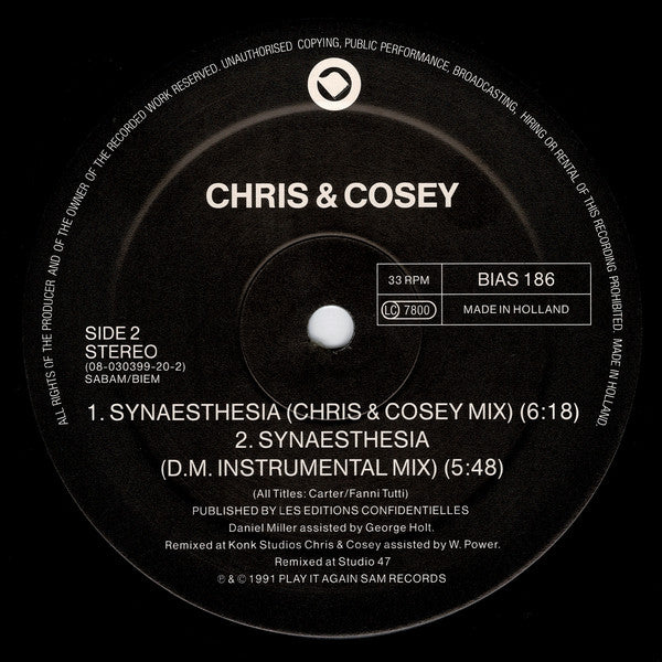 Chris & Cosey : Synaesthesia (12")
