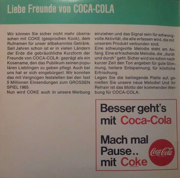Unknown Artist : Klingende Botschaft Von Coca-Cola (Flexi, 7", S/Sided)
