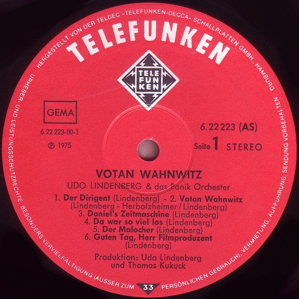 Udo Lindenberg & Das Panik-Orchester* : Votan Wahnwitz (LP, Album)