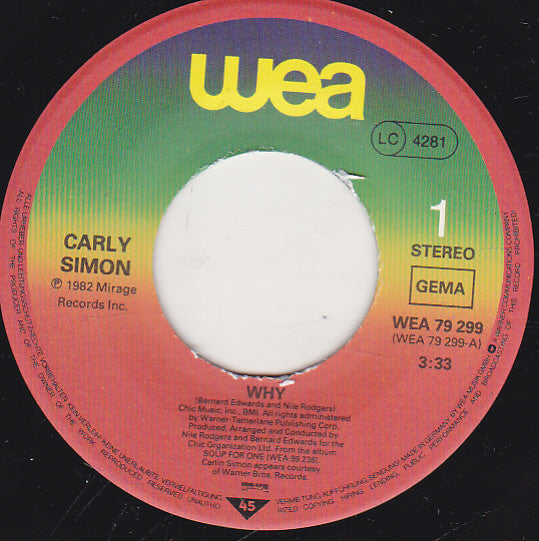 Carly Simon : Why (7", Single)