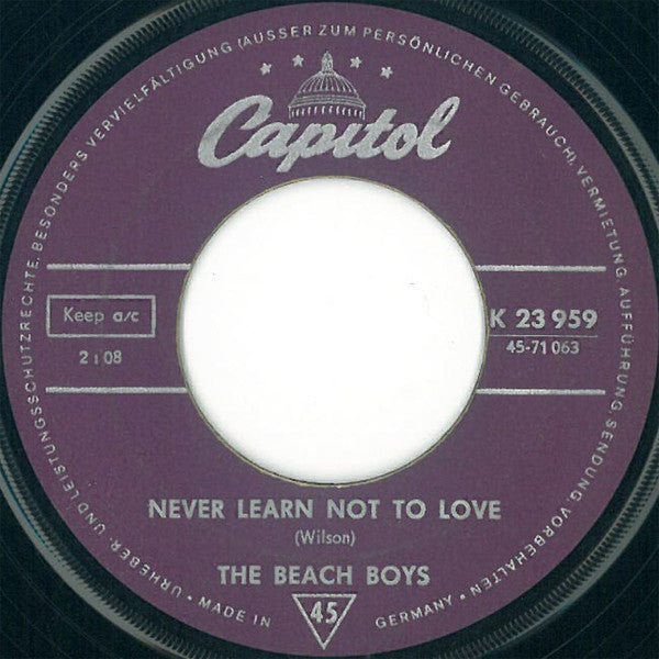 The Beach Boys : Bluebirds Over The Mountain / Never Learn Not To Love (7", Single)