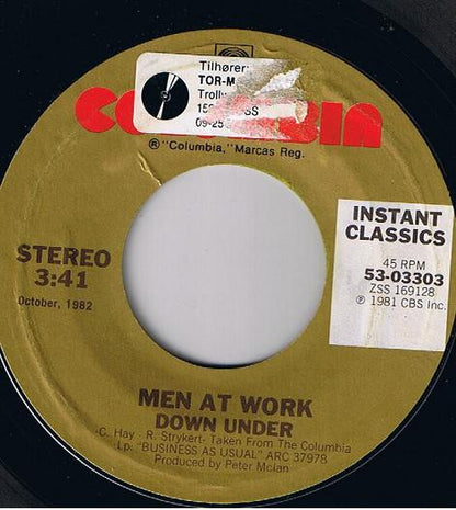 Men At Work : Down Under (7", Single, RE)
