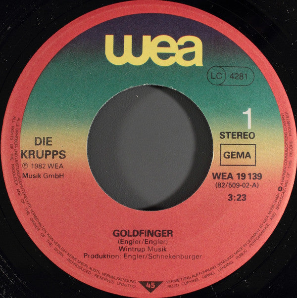 Die Krupps : Goldfinger (7", Single)