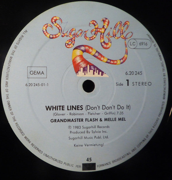 Grandmaster Flash & Melle Mel : White Lines (Don't Don't Do It) (12", Maxi)