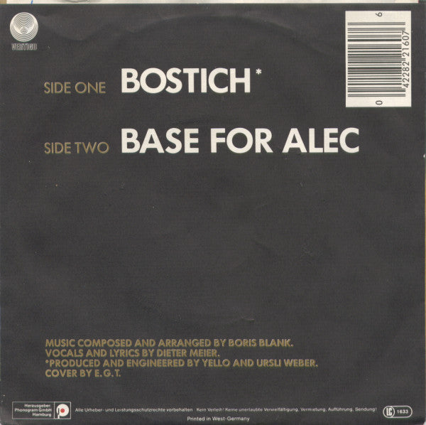 Yello : Bostich / Base For Alec (7", Single)
