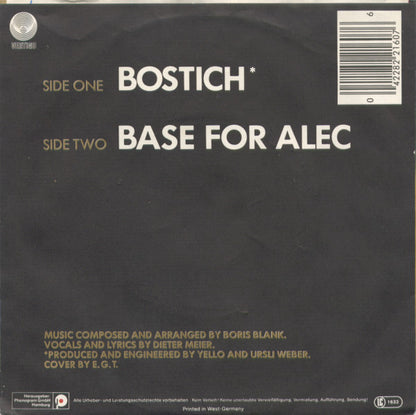 Yello : Bostich / Base For Alec (7", Single)