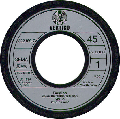 Yello : Bostich / Base For Alec (7", Single)