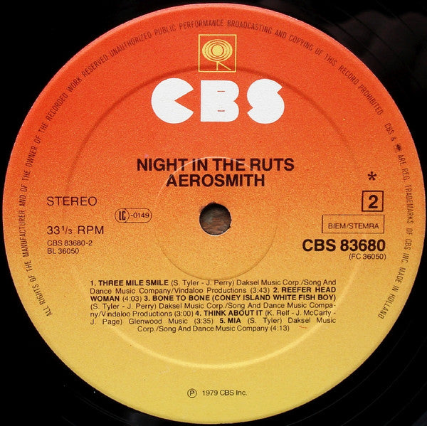 Aerosmith : Night In The Ruts (LP, Album)
