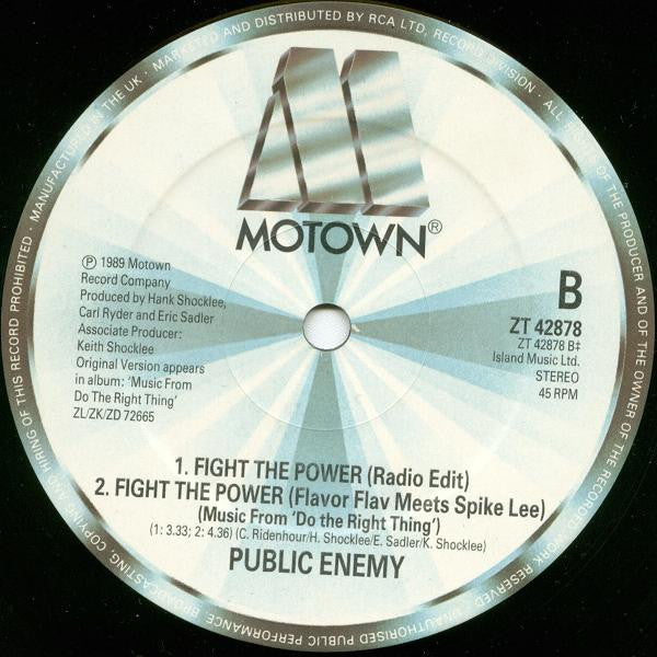 Public Enemy : Fight The Power (12", Single)