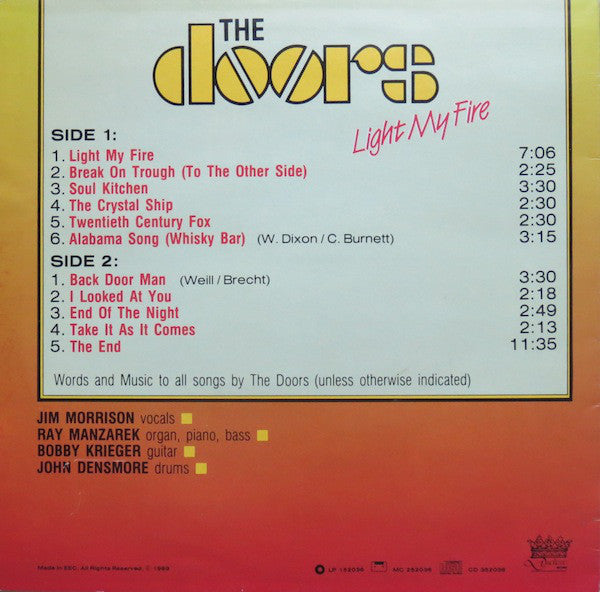 The Doors : Light My Fire (LP, Album, RE, Unofficial)