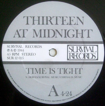Thirteen At Midnight : Time Is Tight (12", Single)