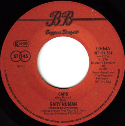Gary Numan : Cars (7", Single)