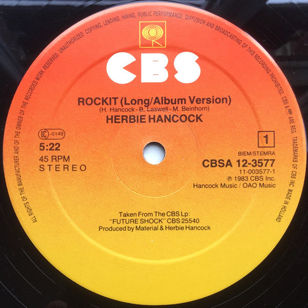 Herbie Hancock : Rockit (Extended Dance Version) (12", Maxi)