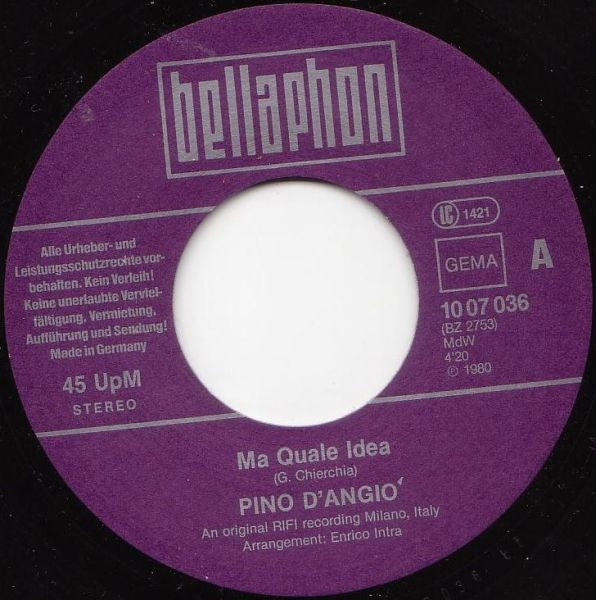 Pino D'Angiò : Ma Quale Idea / Lezione D'Amore (7", Single)