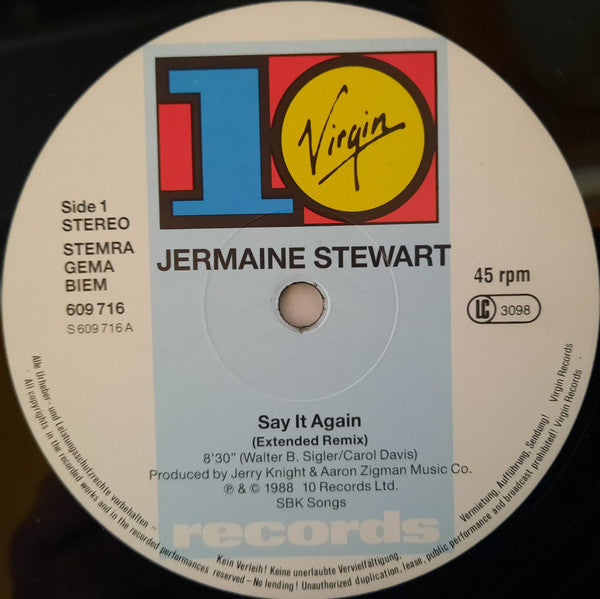 Jermaine Stewart : Say It Again (12")