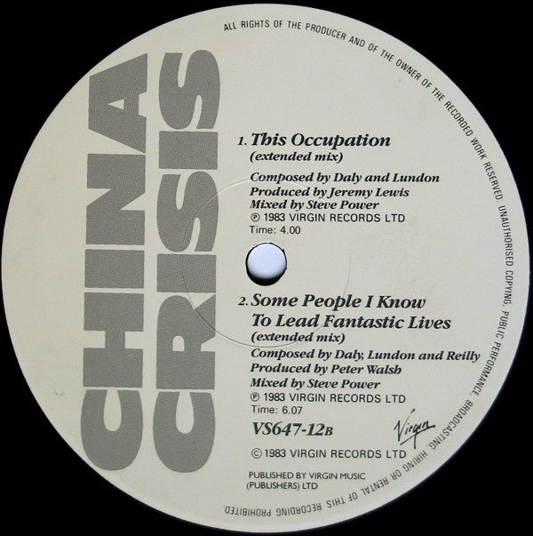 China Crisis : Wishful Thinking (12", Single)