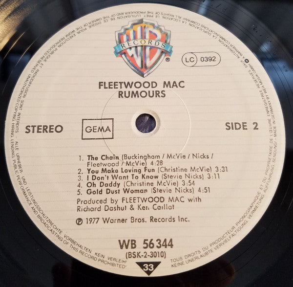 Fleetwood Mac : Rumours (LP, Album, RE, Tex)