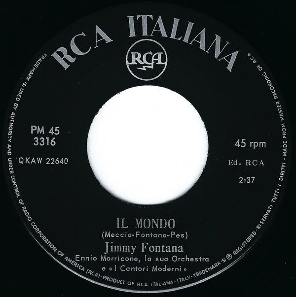 Jimmy Fontana : Il Mondo (7", Single, Mono)