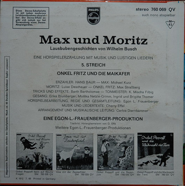 Wilhelm Busch : Onkel Fritz Und Die Maikäfer (7", EP)