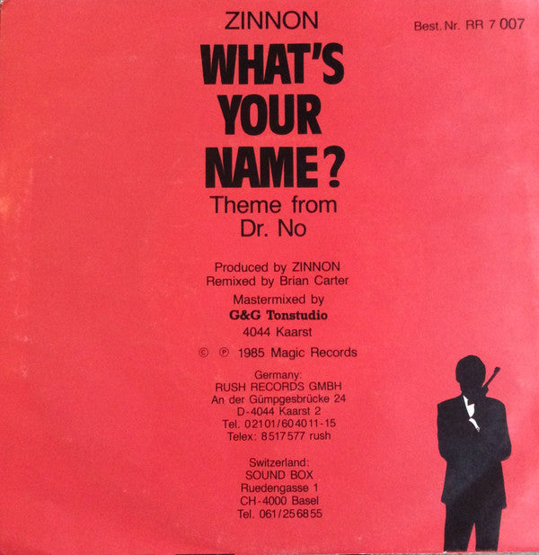 Zinno : What's Your Name? (Theme From Dr. No) (7", Single)