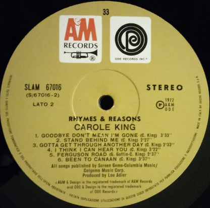 Carole King : Rhymes & Reasons (LP, Album, Gat)