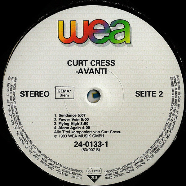 Curt Cress : Avanti (LP, Album, RP)