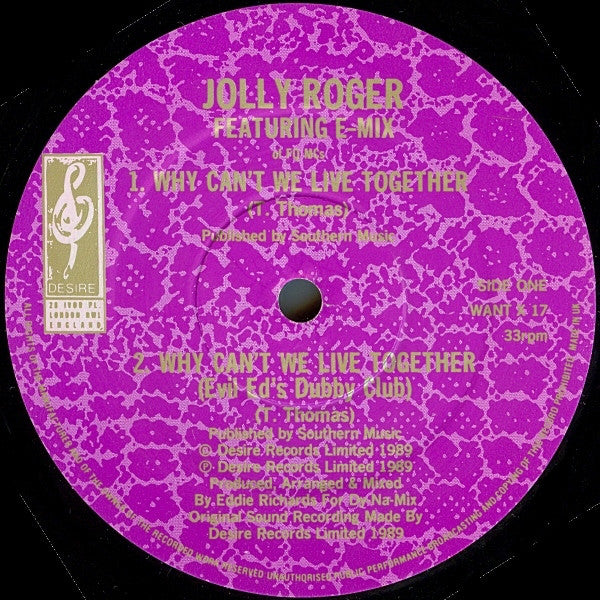 Jolly Roger Featuring E-Mix : Why Can't We Live Together (12", Single)