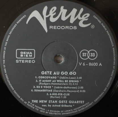 The New Stan Getz Quartet Featuring Astrud Gilberto : Getz Au Go Go (LP, Album)