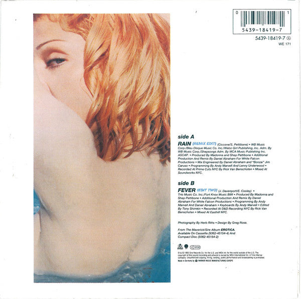 Madonna : Rain (7", Single, Lar)