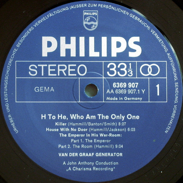 Van Der Graaf Generator : H To He Who Am The Only One (LP, Album, RP, Gat)