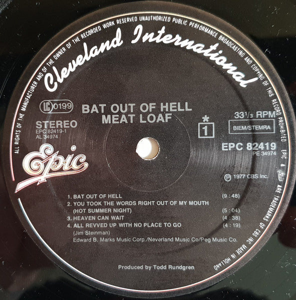 Meat Loaf : Bat Out Of Hell (LP, Album, Club)