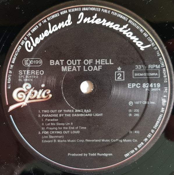 Meat Loaf : Bat Out Of Hell (LP, Album, Club)