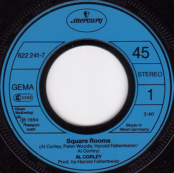 Al Corley : Square Rooms (7", Single)