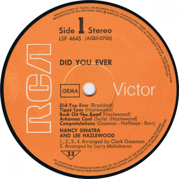Nancy Sinatra & Lee Hazlewood : Did You Ever? (LP, Album)