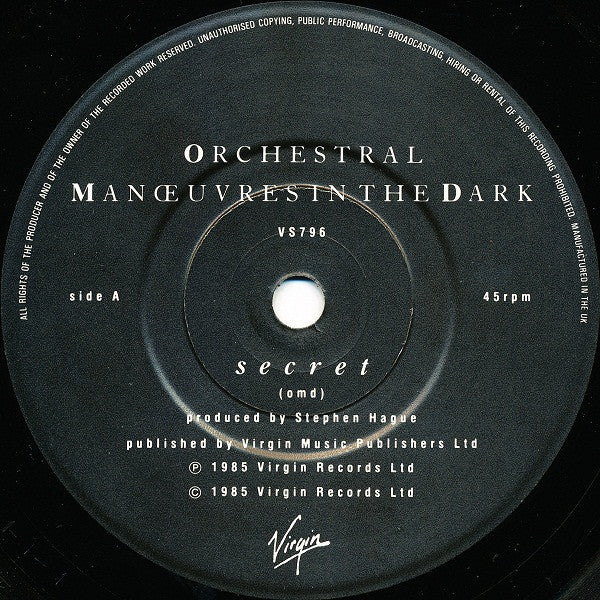 Orchestral Manœuvres In The Dark* : Secret (7", Single, Ltd, Pos)