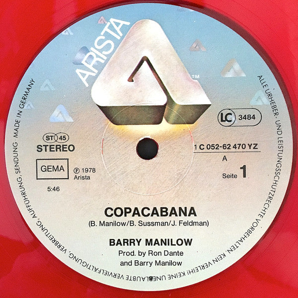 Barry Manilow : Copacabana / Mandy (12", Maxi, Ltd, Red)