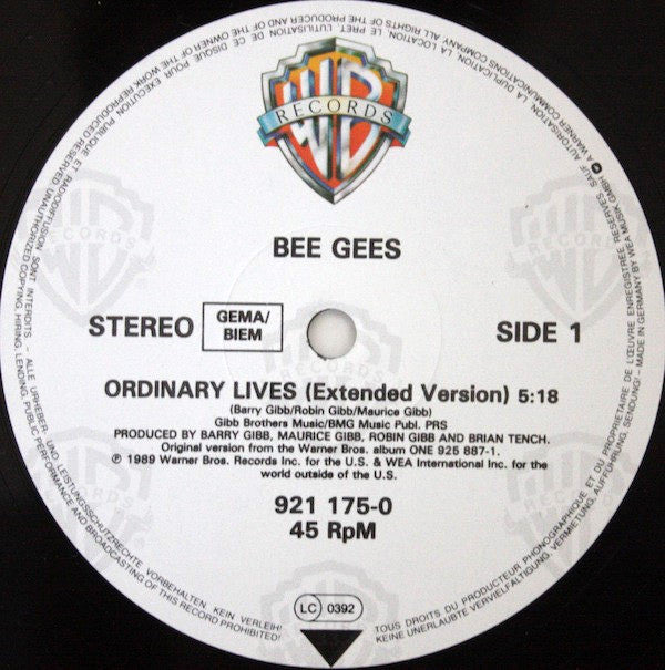 Bee Gees : Ordinary Lives (12", Maxi)
